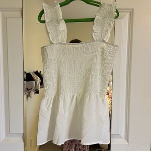 White ruffle tank